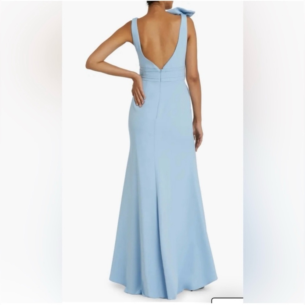 Mac Duggal 49454Blue Bow V Neck Mermaid Formal Evening Prom Gown Size 8 - Picture 2 of 10
